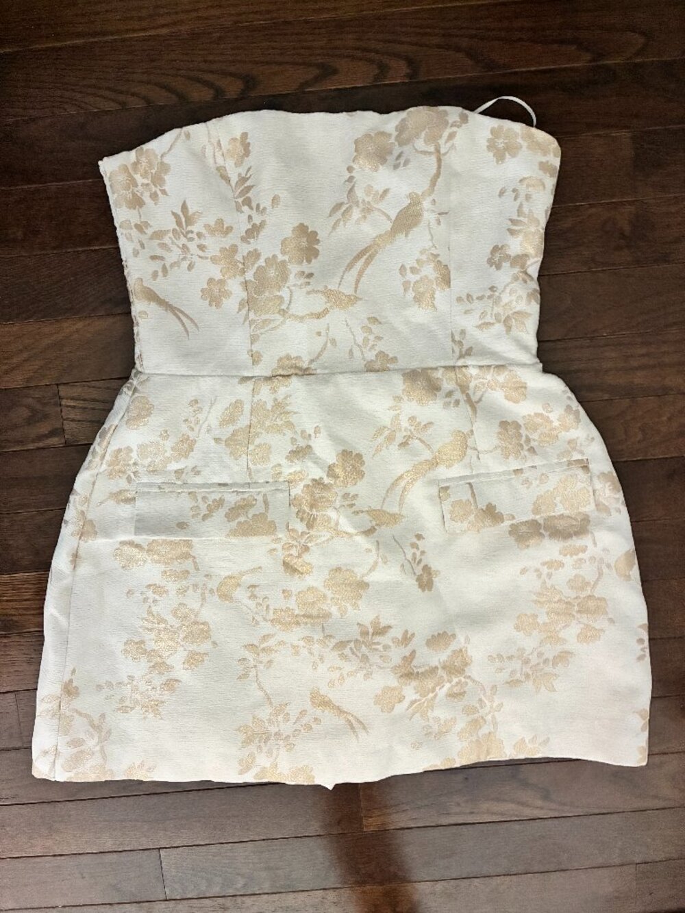 Amanda Uprichard Bethany Romper in White/Gold, size S